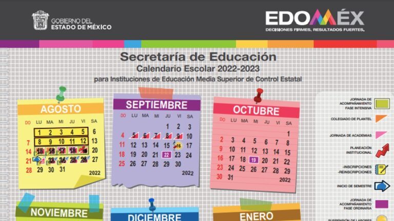 Calendario Escolar Media Superior 2022 A 2023 Edomex Descargarlo En Pdf Unión Edomex 2628